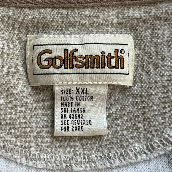 Golfsmith Polo Shirt Mens XXL Beige Golf All Over Print Short Sleeve Classic Ace - Picture 10 of 14